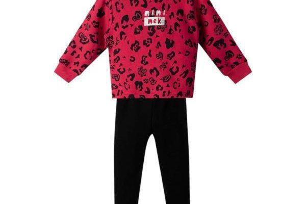 Σετ κορίτσι με κουκούλα φούξια animal print – NEK