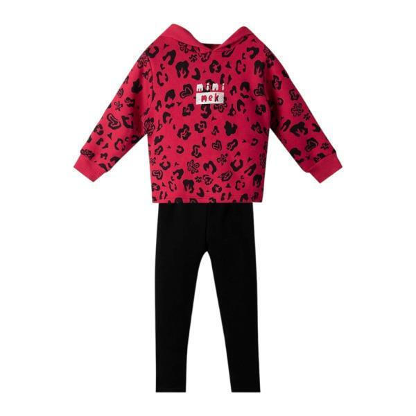 Σετ κορίτσι με κουκούλα φούξια animal print – NEK