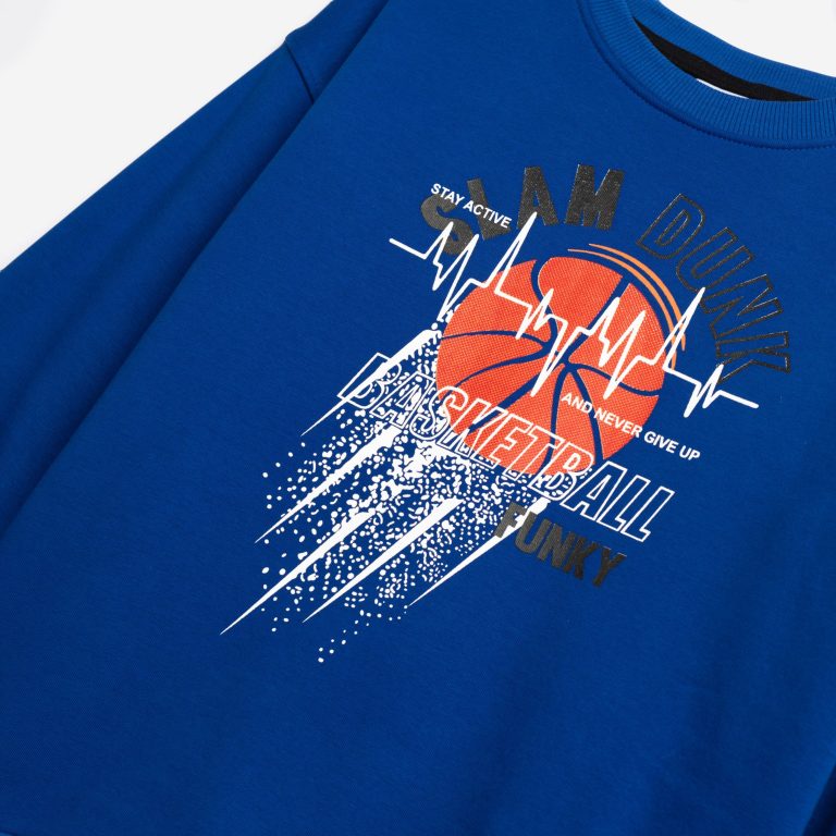 Σετ φόρμα φούτερ αγόρι Basketball Ρουα-Μαύρο