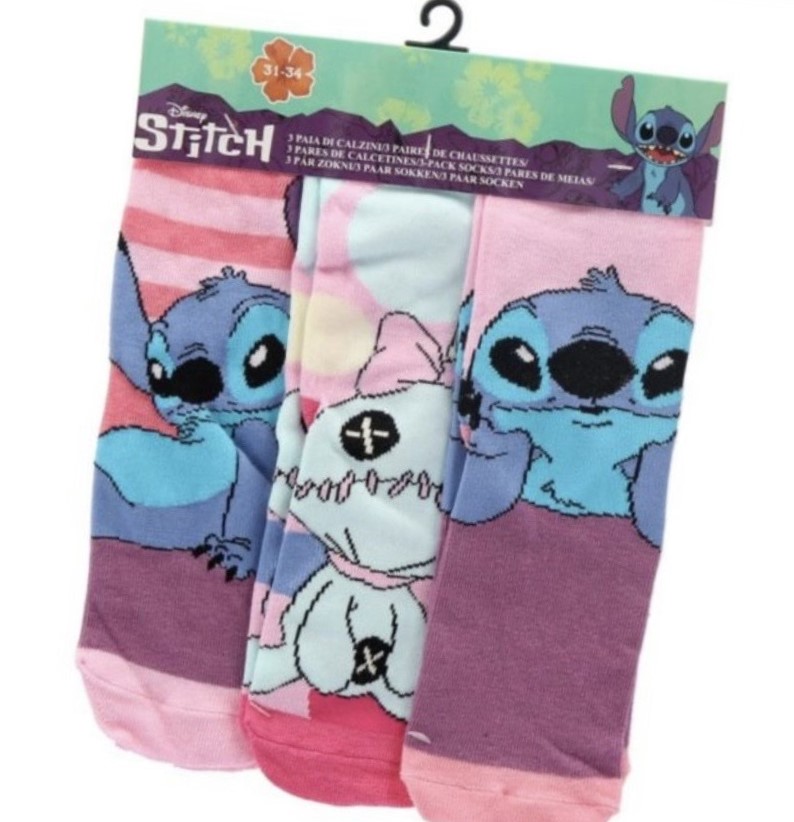 Παιδικές Κάλτσες Κοριτσιών Stitch Disney – Σετ 3 Τεμαχίων