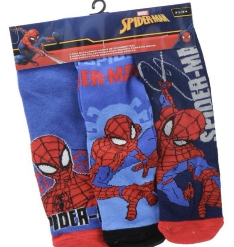 Παιδικές Κάλτσες Αγοριών Spider-Man Marvel – Σετ 3 Τεμαχίων