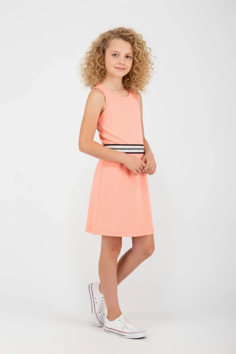Παιδικό Φόρεμα Κορίτσι – Κοραλί με Άνοιγμα Πλάτης