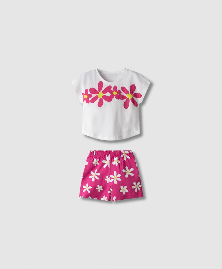 Σετ Καλοκαιρινό Κορίτσι Nek Kids Wear 2-6 Ετών με Εμπριμέ Σορτσάκι