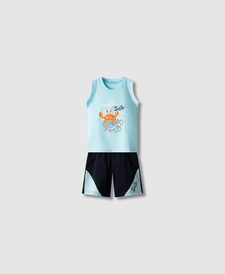 Σετ Μακό Ράντα Αγόρι Nek Kids Wear 2-6 Ετών με Μπλούζα Aqua & Μπλε Βερμούδα