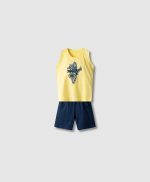 Σετ Μακό Τιράντα Αγόρι SURF Nek Kids Wear 2-6 Ετών με Κίτρινη Μπλούζα & Μπλε Βερμούδα