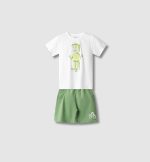 Σετ Μακό Αγόρι Nek Kids Wear 2-6 Ετών με Λευκή Μπλούζα & Πράσινη Βερμούδα