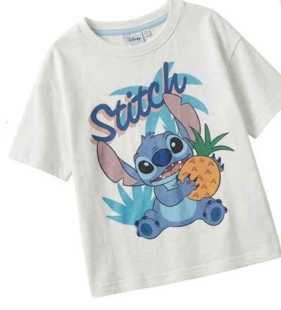 Παιδική λευκή μπλούζα με στάμπα Stitch για αγόρι και κορίτσι