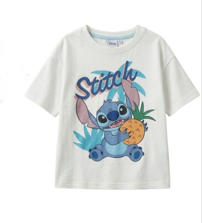 Παιδική λευκή μπλούζα με στάμπα Stitch για αγόρι και κορίτσι