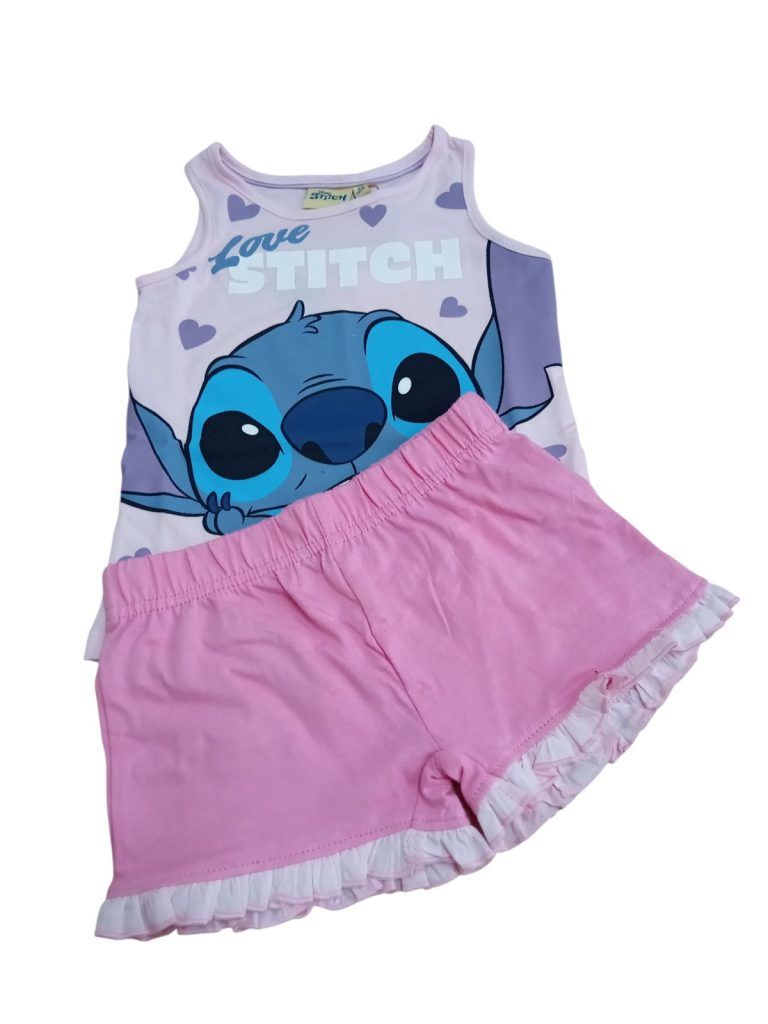 Παιδική πιτζάμα κοριτσιού Disney Stitch ροζ αμάνικη
