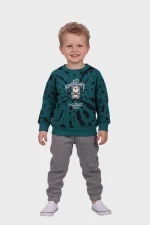 Παιδικό Σετ Φούτερ Αγόρι Joyce BEAR HAVE FUN LIGHT 2-5 Ετών – Πετρόλ/Γκρι
