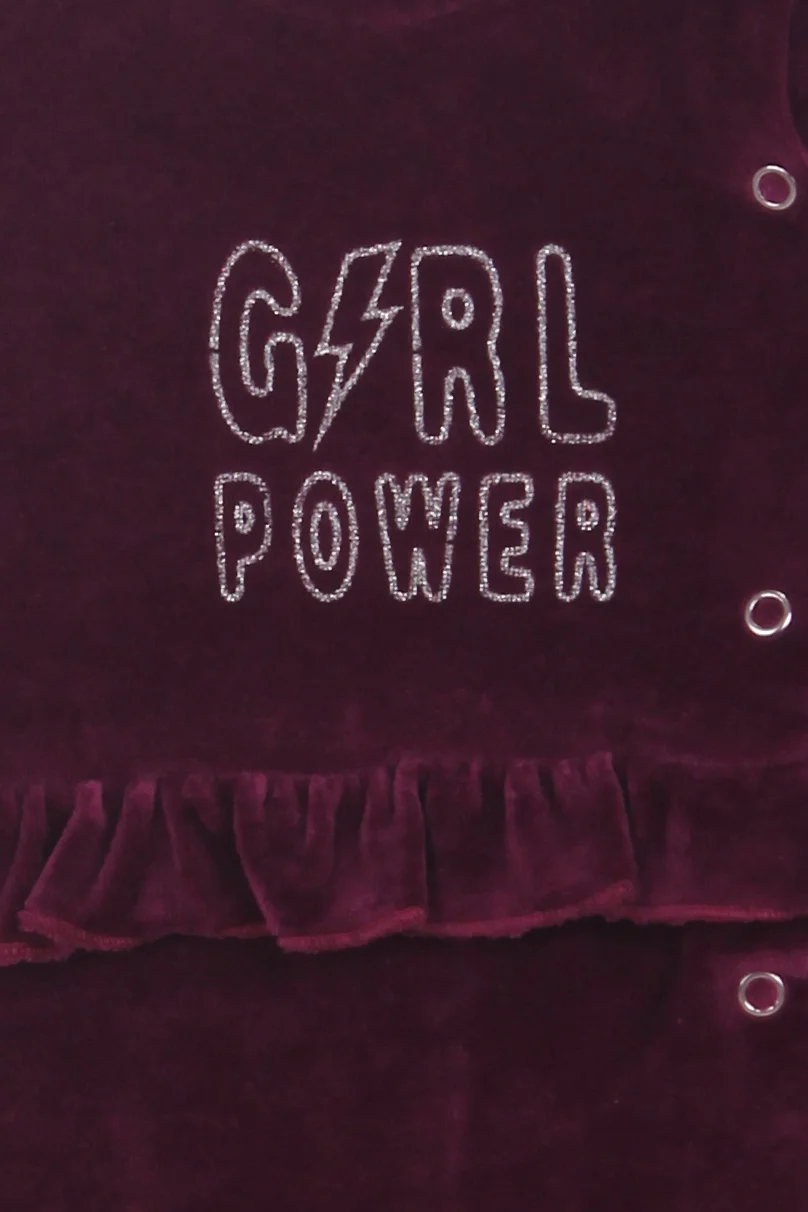 Βρεφικό ολόσωμο φορμάκι βελουτέ Girl Power 3-12 μηνών Dreams