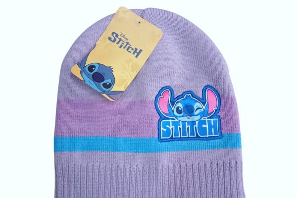 Πλεκτός σκούφος Stitch Disney σε μοβ χρώμα